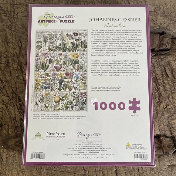 Botanical Johannes Gessner Pentandria Puzzle 1000 pc Victorian Flowers NEW - Picture 3 of 7
